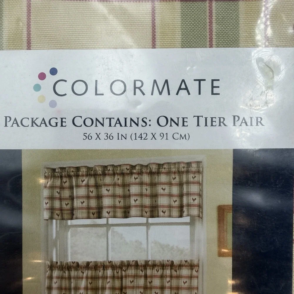 (2) COLORMATE Sears One Tier Pair Cafe Curtains Cottage Granny Core